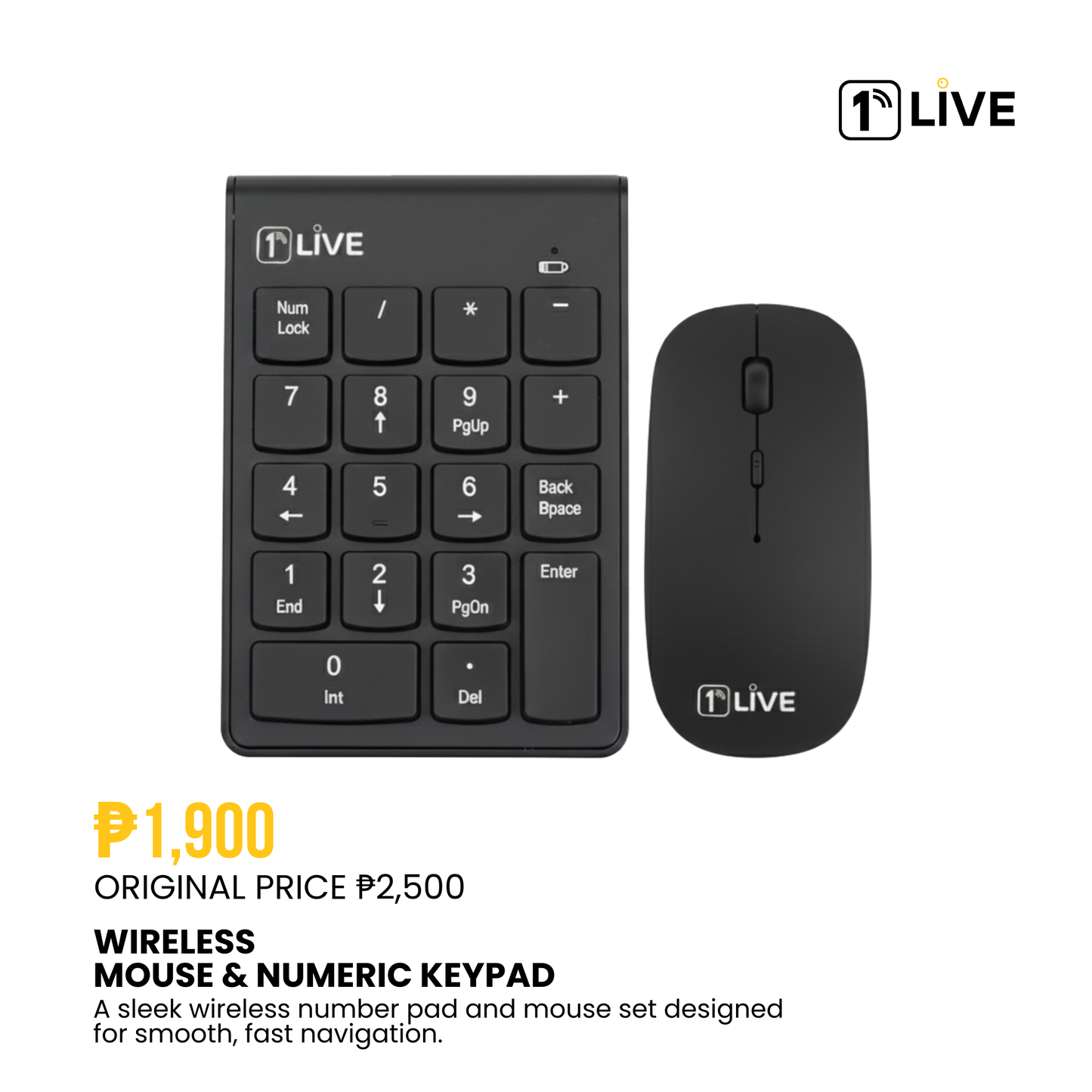 1Live Mouse and Numeric Keypad Set